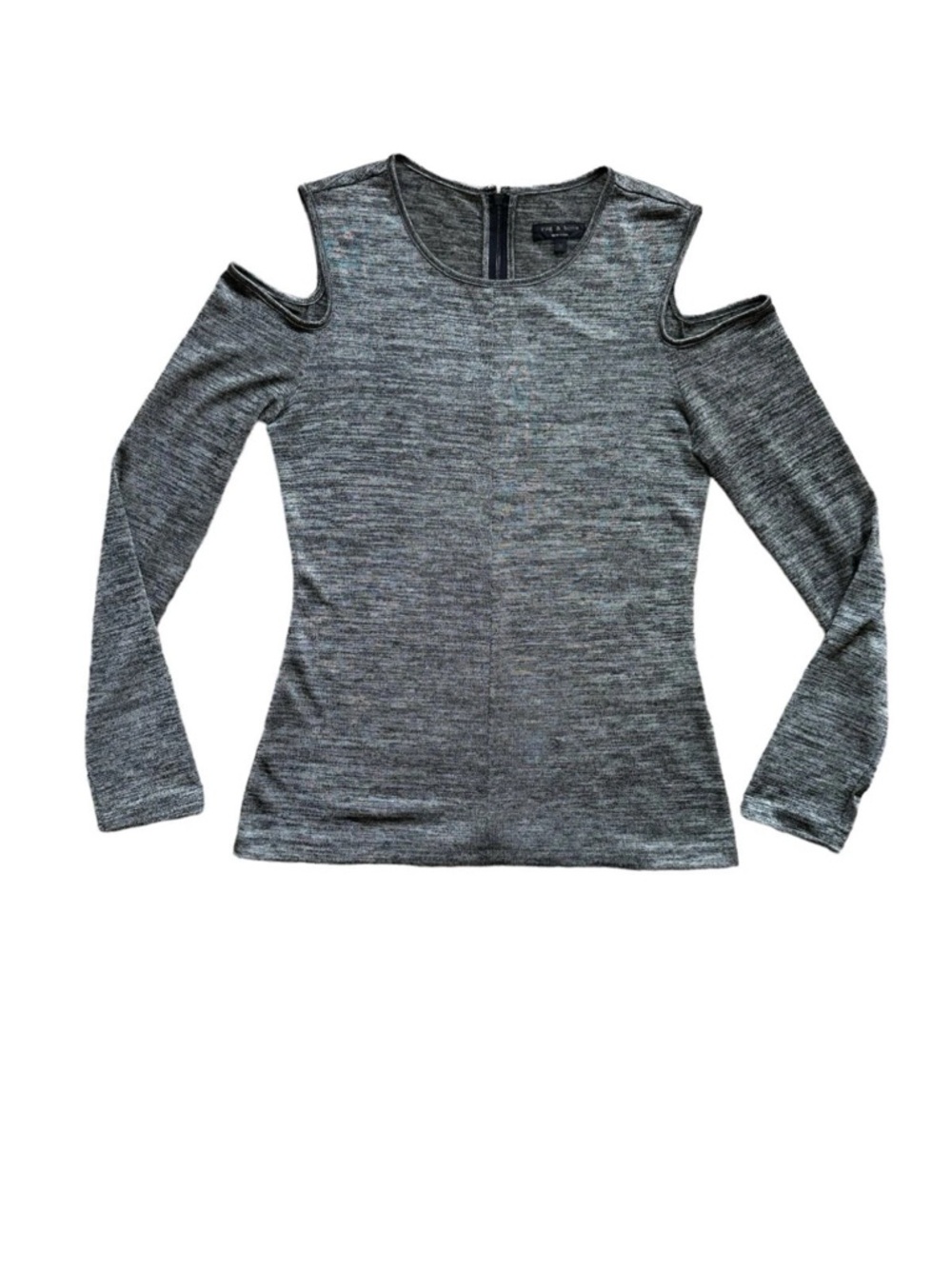 rag & bone Gray Space Dye Cold Shoulder Long Sleeve Top - Size M